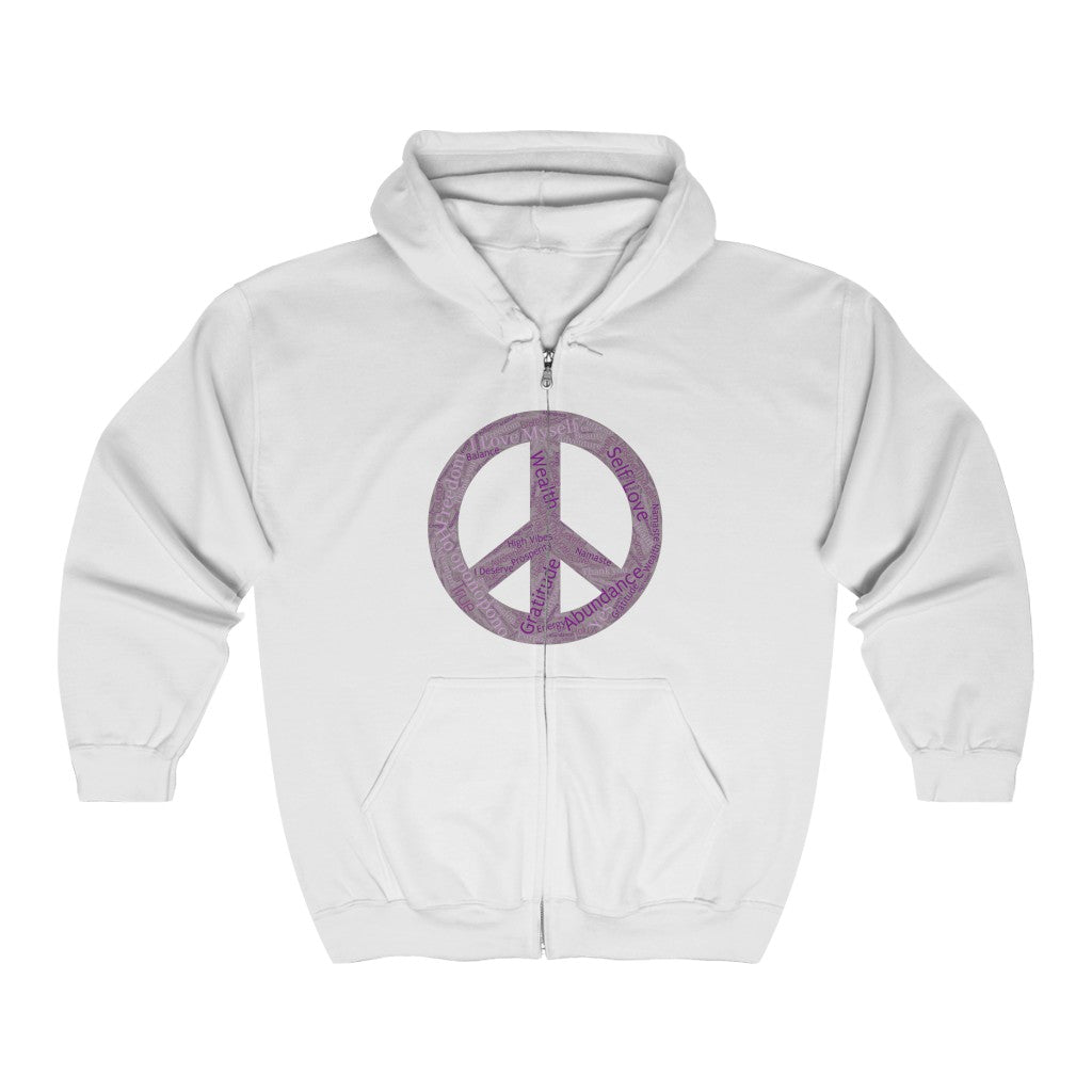 Peace Brings Unisex Heavy Blend™ Full Zip Hooded Sweatshirt
