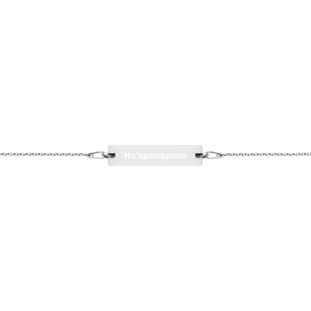 Ho'oponopono Engraved Silver Bar Chain Bracelet