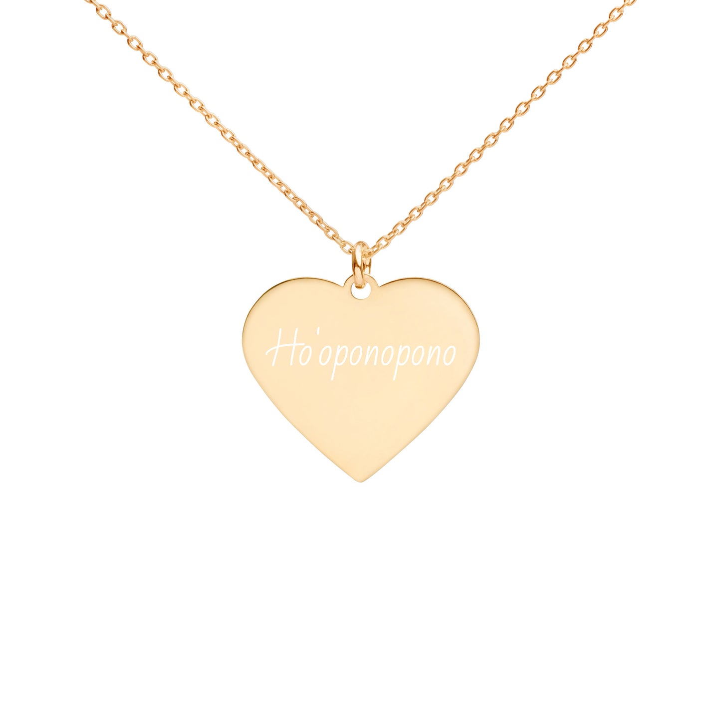 Ho'oponopono Engraved Silver Heart Necklace