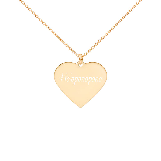 Ho'oponopono Engraved Silver Heart Necklace