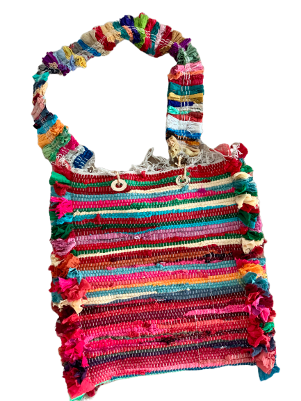 GIpsy Boho Shopper bamboo handles with colorful strap (Customizable)