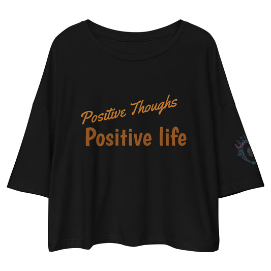 Positive thoughts Loose drop shoulder crop top